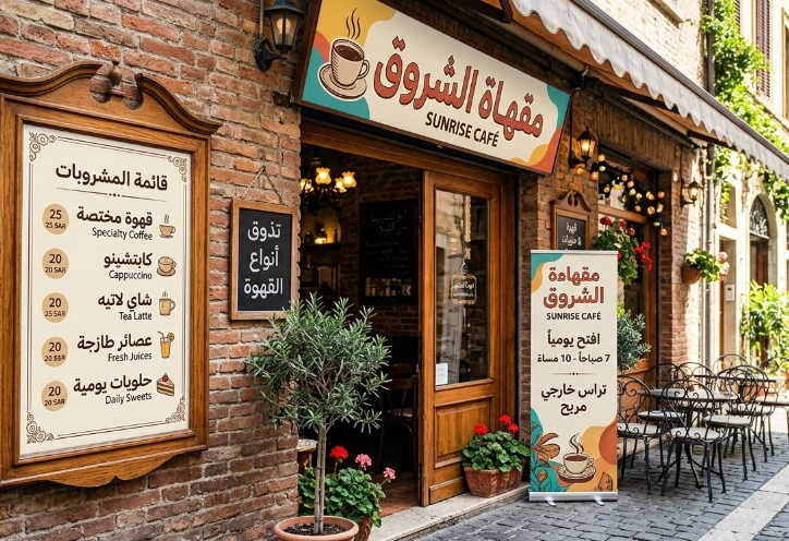 طباعة لوحات خارجية للمقاهي بجدة